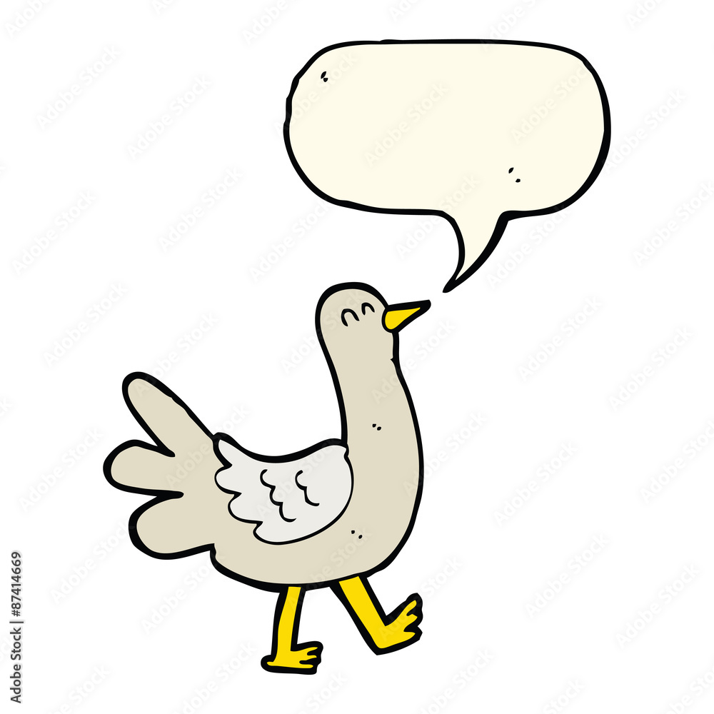 cartoon walking bird with speech bubble cartoon walking bird with speech bubble