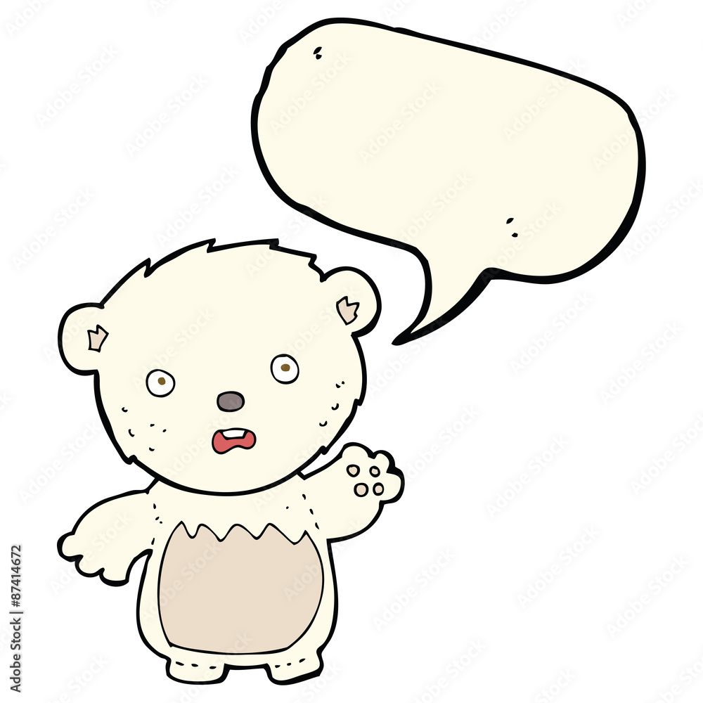 cartoon worried polar bear with speech bubble cartoon worried polar bear with speech bubble