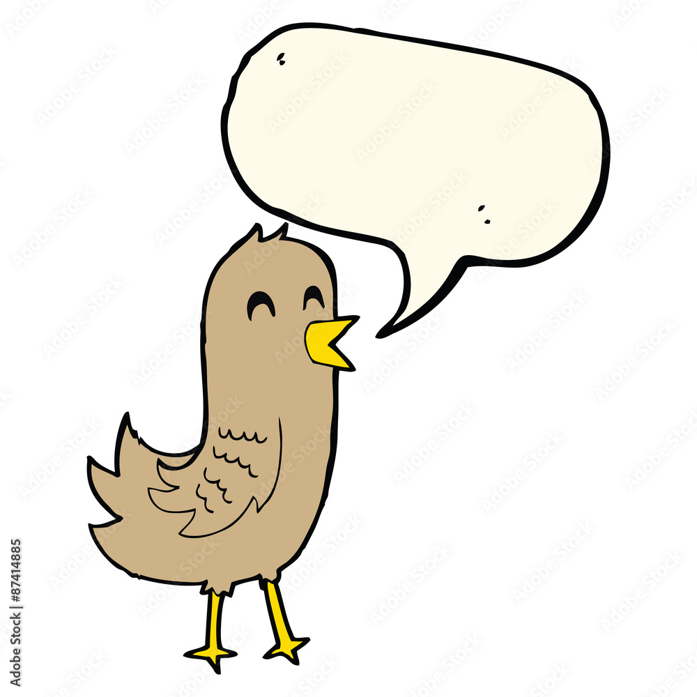 cartoon happy bird with speech bubble cartoon happy bird with speech bubble
