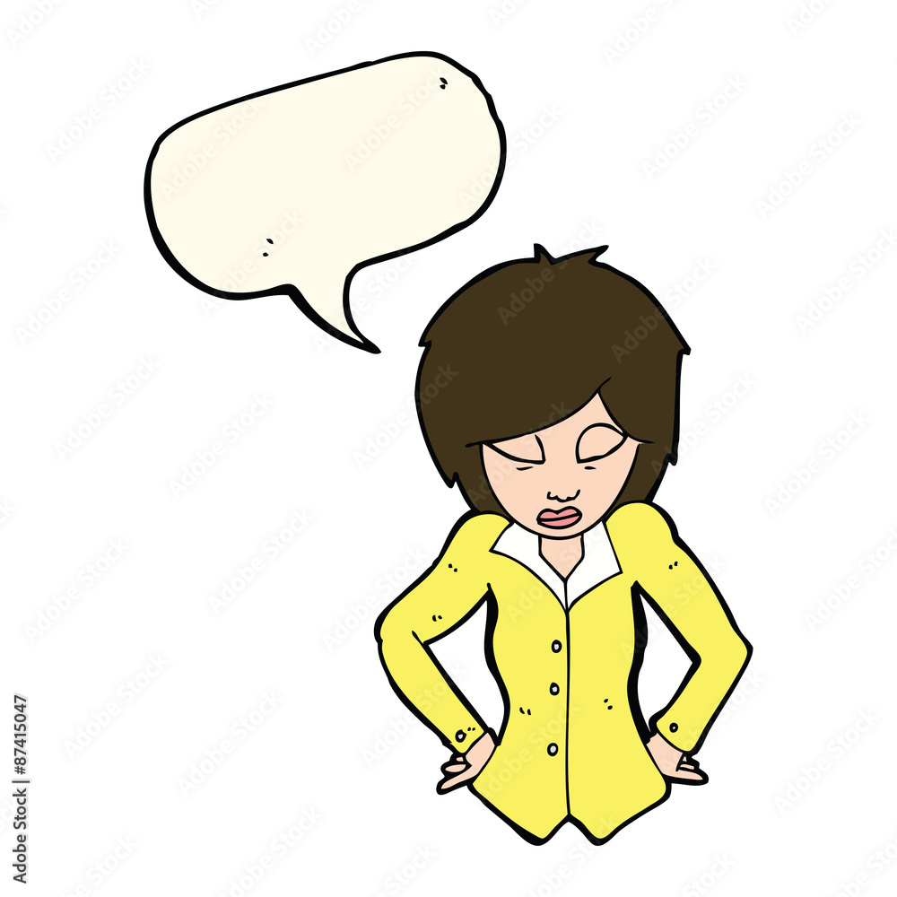 cartoon woman with hands on hips with speech bubble cartoon woman with hands on hips with speech bubble