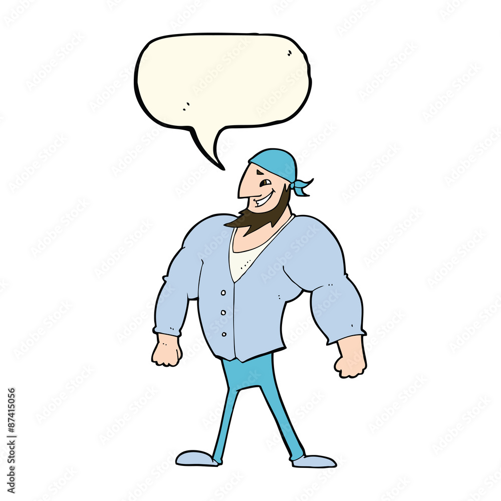 cartoon manly sailor man with speech bubble cartoon manly sailor man with speech bubble