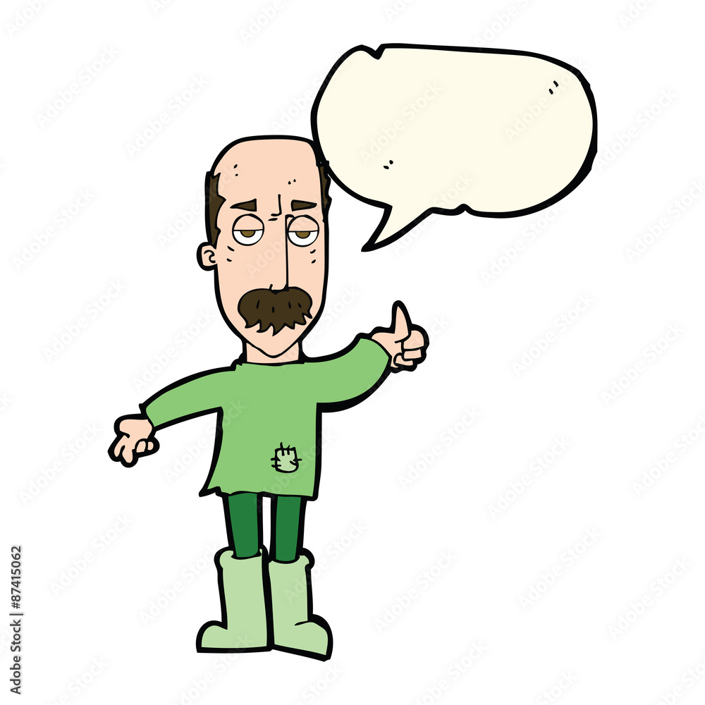 cartoon annoyed old man with speech bubble