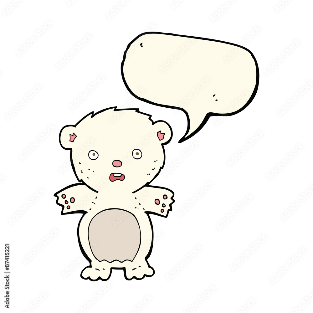 frightened polar bear cartoon with speech bubble frightened polar bear cartoon with speech bubble