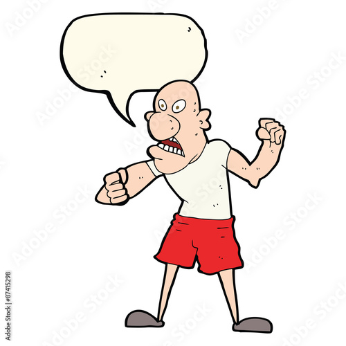 cartoon violent man with speech bubble