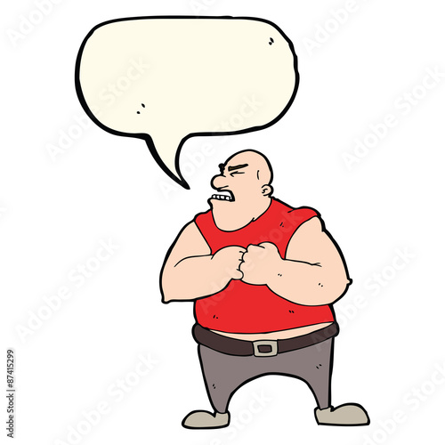 cartoon violent man with speech bubble