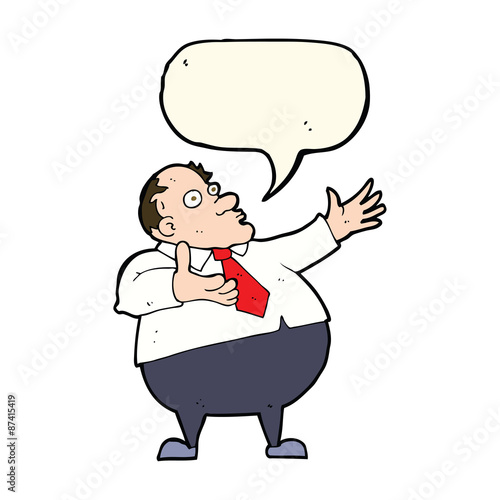 cartoon exasperated middle aged man with speech bubble