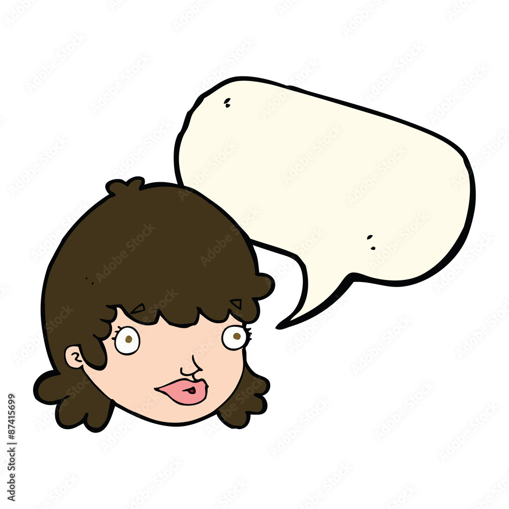 cartoon staring girl with speech bubble cartoon staring girl with speech bubble