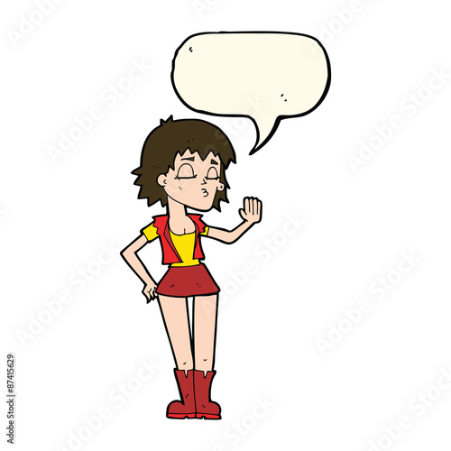 cartoon cool girl with speech bubble