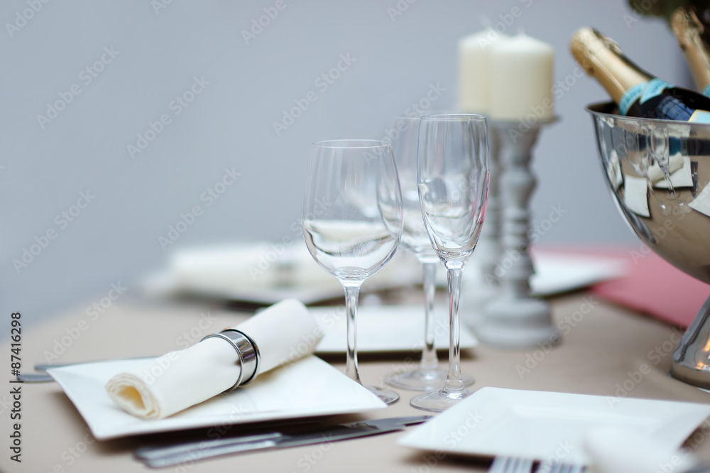 Table set for party reception Table set for party reception