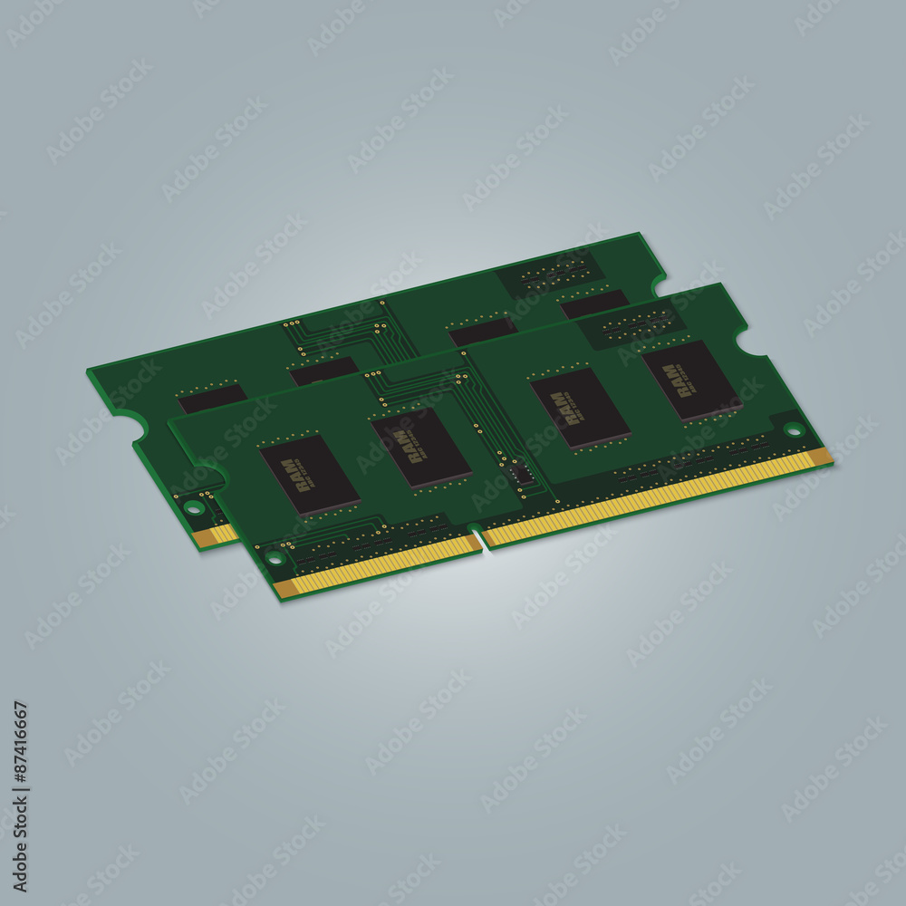 Laptop Computer RAM (Random-Access Memory) Chip Isolated on White  Background. RAM Memory Module. Vector Illustration. vector de Stock | Adobe  Stock