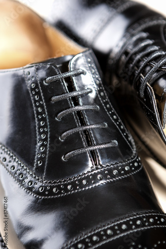 Closeup of Brand New Fahionable Male Classic Oxford Semi-Brogue photo