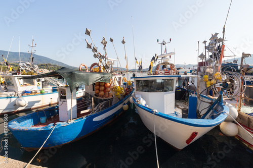Fishing boats anchored at the port