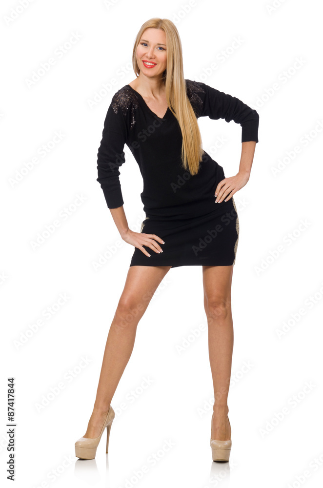 Fototapeta premium Woman in black clothing isolated on white