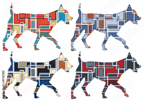 Trotting dog mosaics