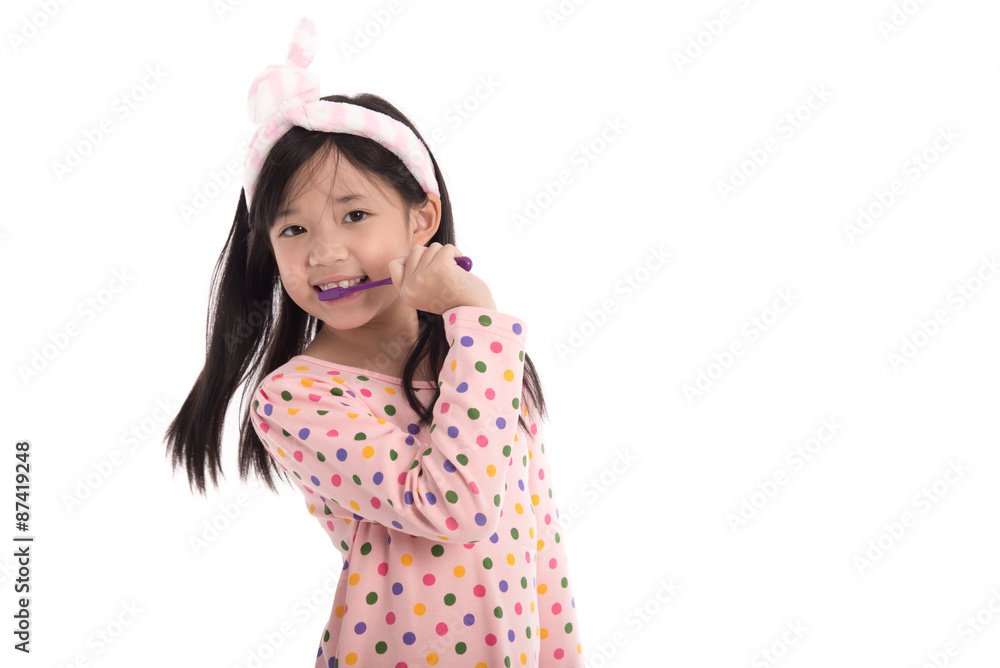 Beautiful asian girl brushing teeth Beautiful asian girl brushing teeth