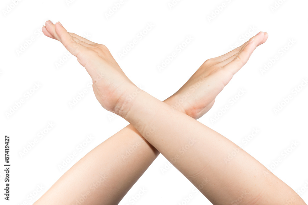 Serious And Determined Young Man Makes An X Shape With His Arms And Hands.  This Could Mean Stop, Cross, Or extreme. Stock Photo, Picture and Royalty  Free Image. Image 8638384.