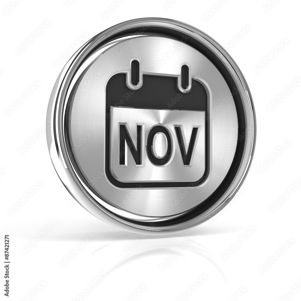 Metallic November calendar icon Metallic November calendar icon