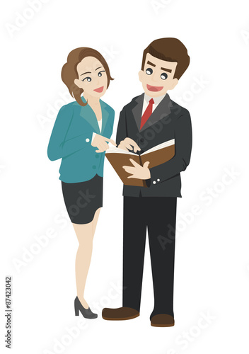 Business people reading a document together