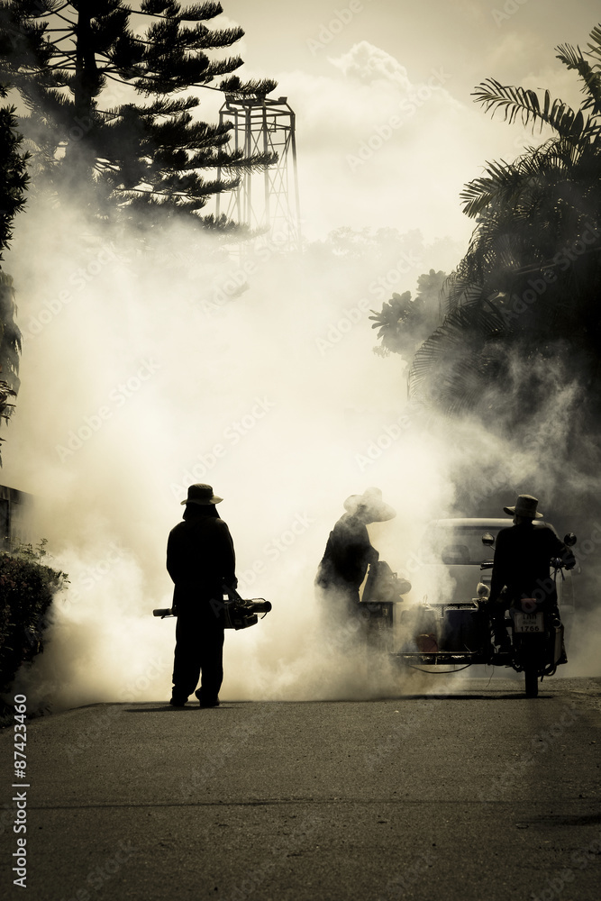 Abstract background pest control men vintage tone style