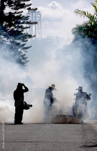 Mosquito control in Thailand in a bright sunny day