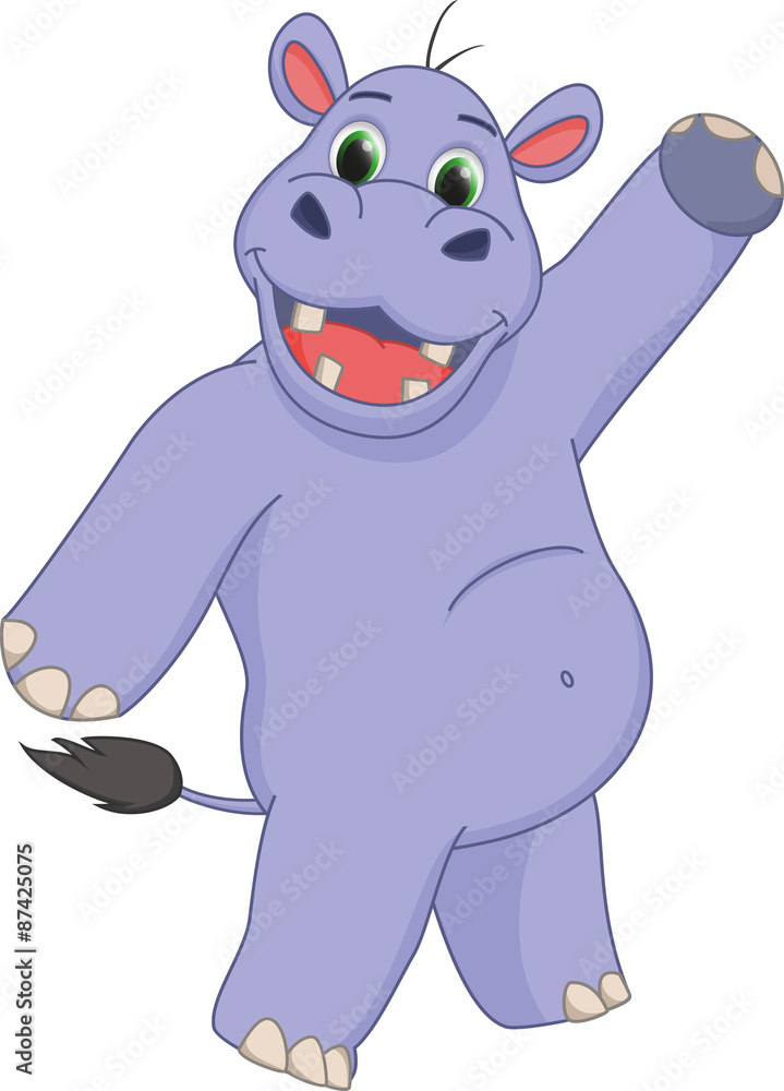 happy hippo cartoon Stock Vector