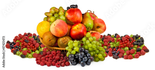 different fruits on a white background © cooperr