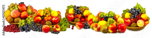  different fruits on a white background closeup