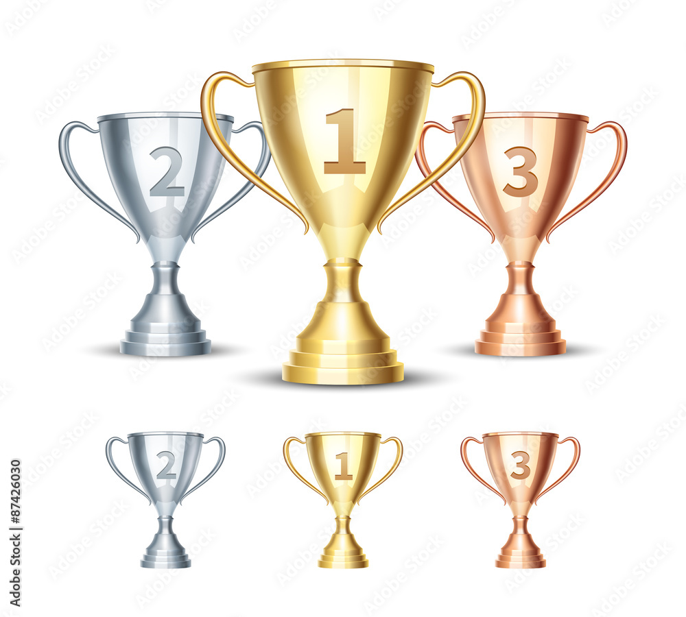 Vector gold, silver and bronze winner cup Vector gold, silver and bronze winner cup