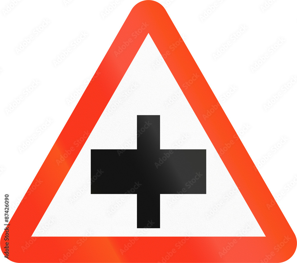 Obraz premium Bangladesh danger warning sign: Intersection with priority