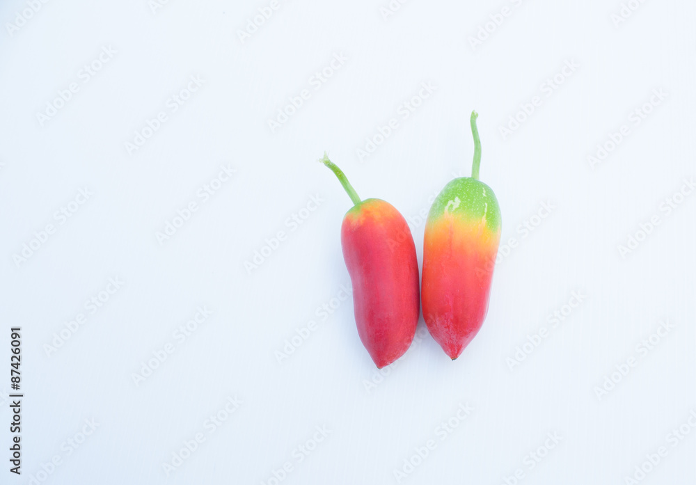 Coccinia grandis on a white background. Coccinia grandis on a white background.