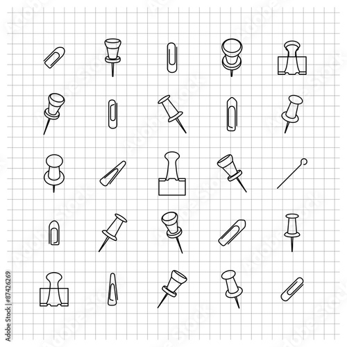 Icons clip of thin lines  vector illustration.