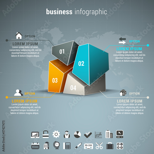 Business infographic made of cubes.