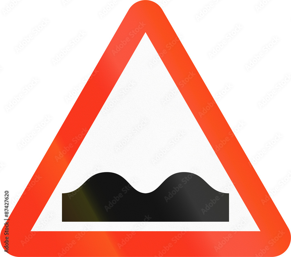 Bangladeshi sign indicating speed bumps or uneven road