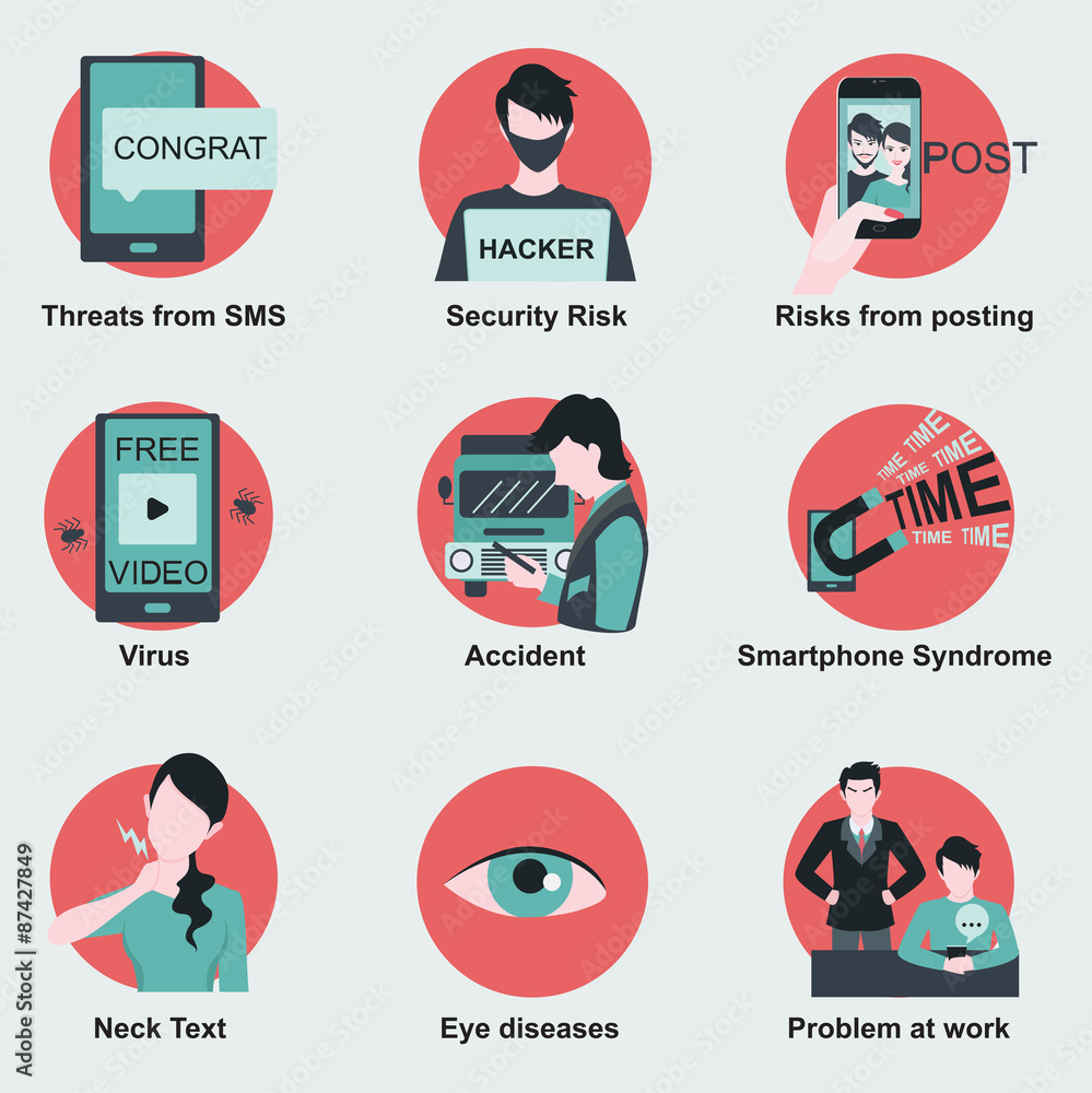 Fototapeta premium Risks and threats from using smartphone