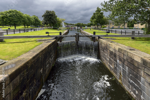small canal navigable, river barges to runoff, Scotland photo