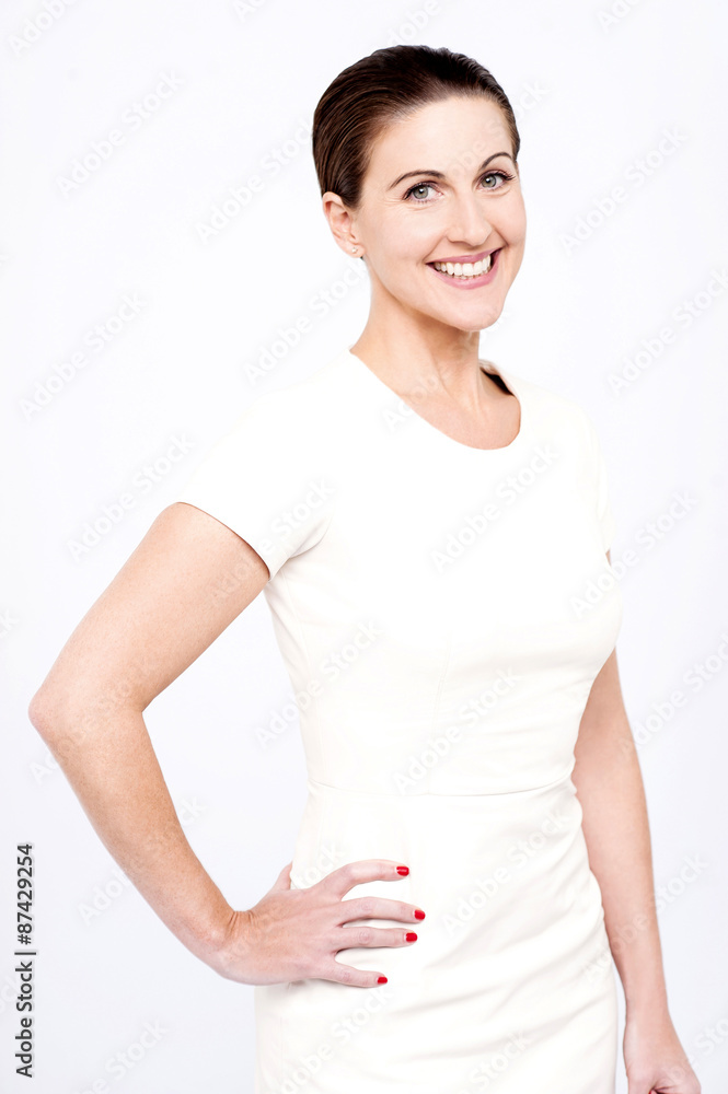 Side pose of middle aged woman. Side pose of middle aged woman.