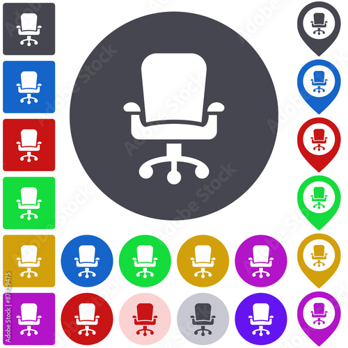 Swivel Chair icon, button, symbol set