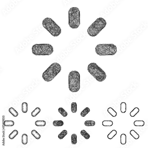 Spinner icon design set - sketch line art