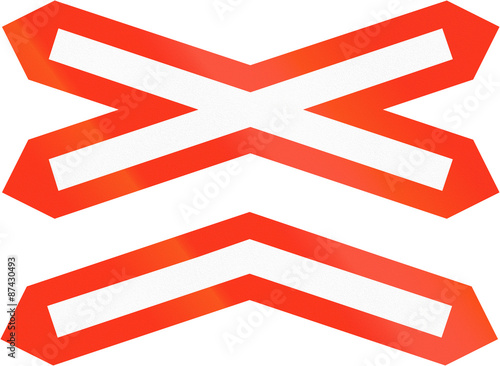 Fotografie Bangladeshi warning sign for multi-track unguarded level crossing