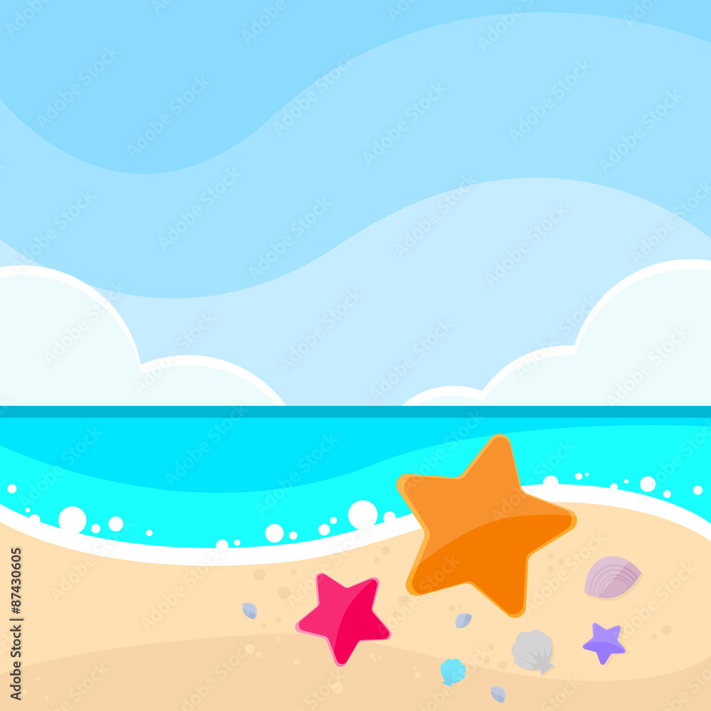 Summer Marine Beach Sand Sea Star Starfish Card Ocean 