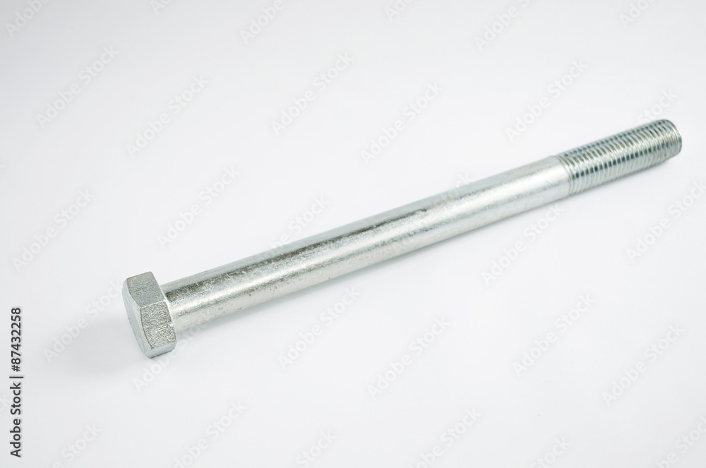 New metal bolt separated on white background New metal bolt separated on white background