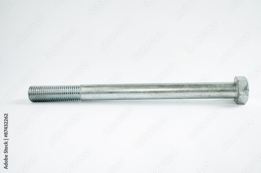 New metal bolt separated on white background New metal bolt separated on white background