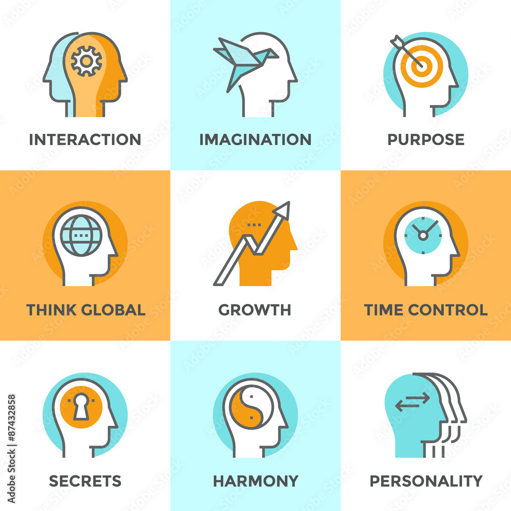 Human brain function line icons set Stock Vector | Adobe Stock