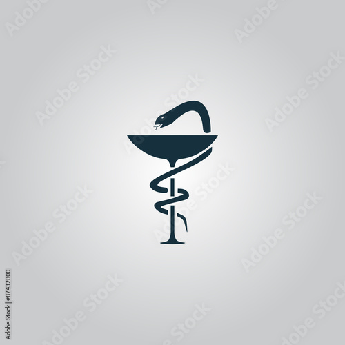 Pharmacy icon caduceus symbol, bowl with a snake