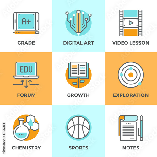 Education and learning line icons set