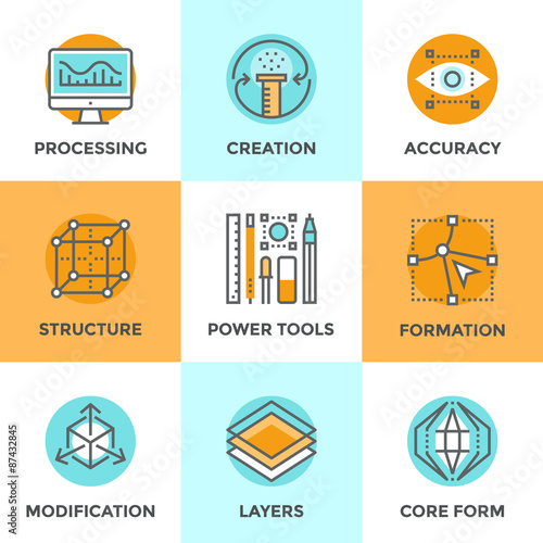 Design creation line icons set