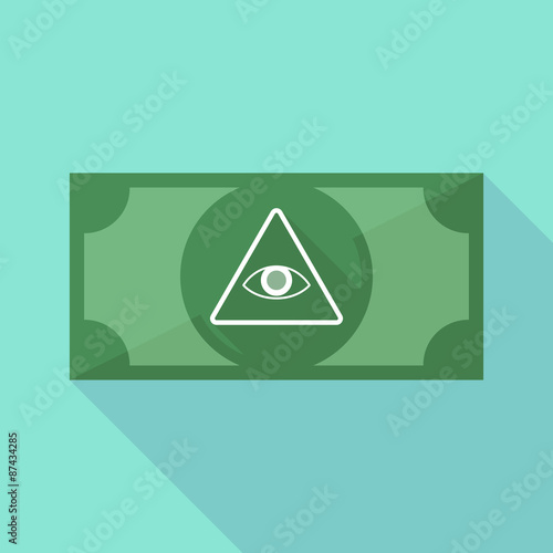 Long shadow banknote icon with an all seeing eye