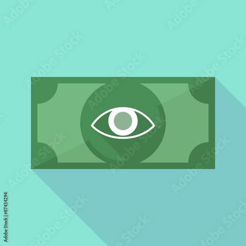 Long shadow banknote icon with an eye