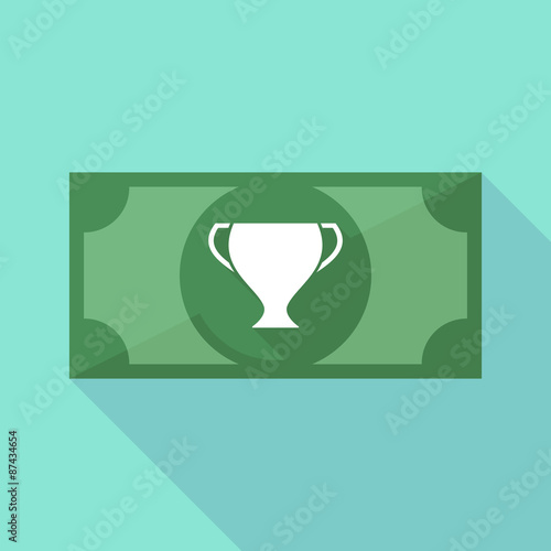 Long shadow banknote icon with a cup