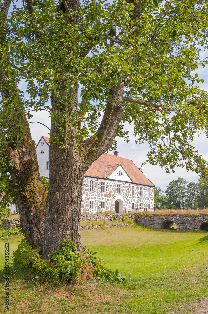 Obraz premium Hovdala Slott behind tree